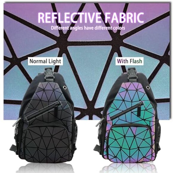 Geometric Holographic Backpack Convertible Chest Bag Daypack Travel main image 7